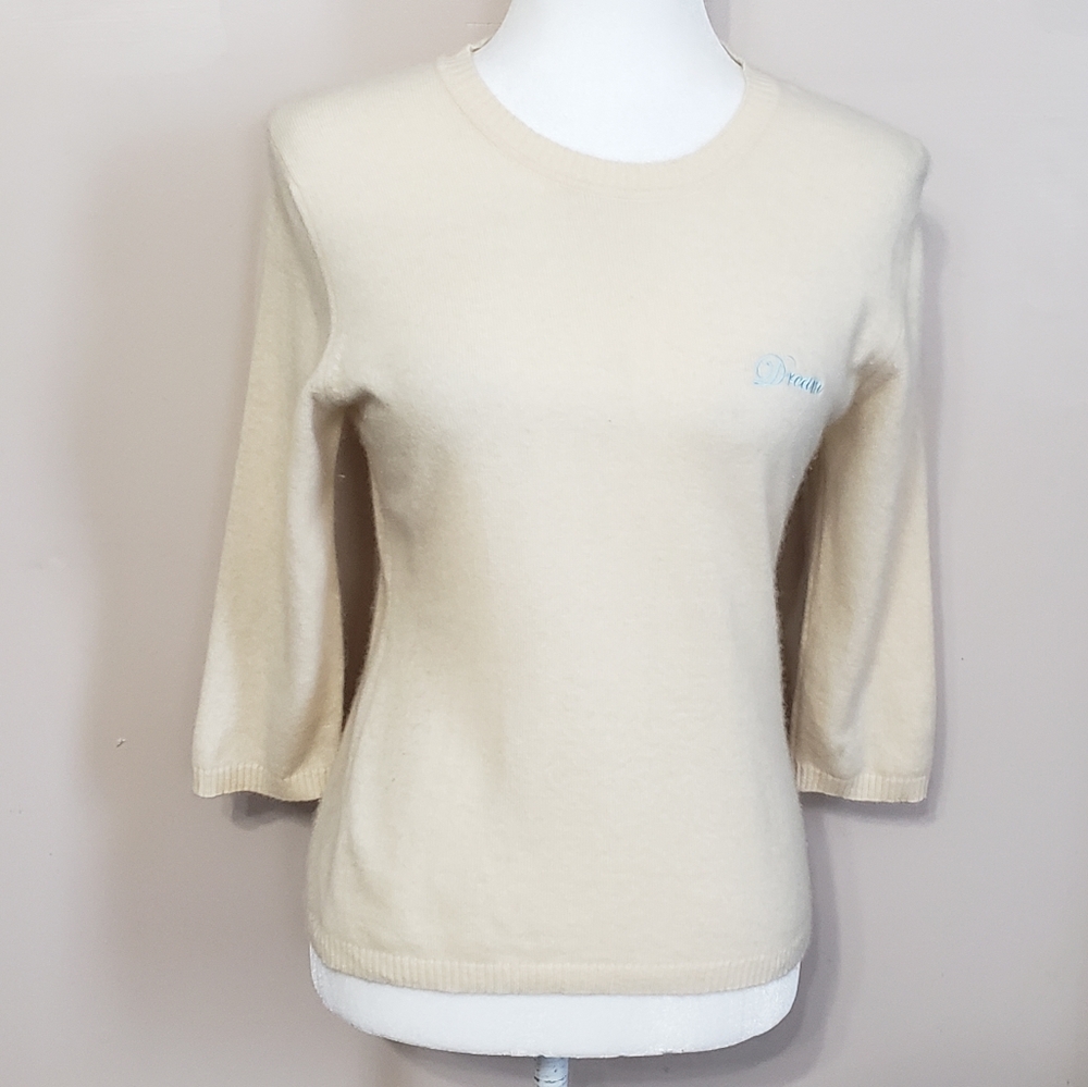 embroidered cream cashmere sweater